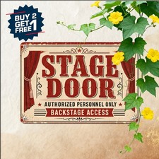Broadway Musical Theater Backstage Stage Door Arrow Sign Metal Tin Plaque picture