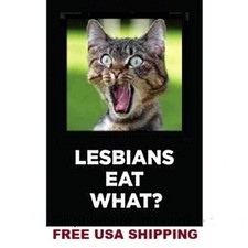 432 - Funny Cat Lesbians Eat What LGBTQ Refrigerator Toolbox Magnet picture