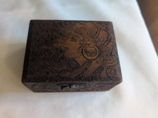 Antique Rectangular Art Pyrography Wooden  4