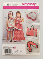 Simplicity Pattern #1129 Girls PJ'S Nightgown Doll Nightgown Slippers EyeMask Ba picture