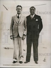 1934 Press Photo Charles Hornbortel & Ralph Metcalfe arrive in NYC from far eas picture