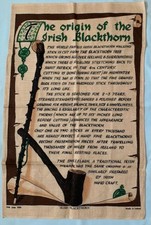 Vintage Linen Tea Towel Unused Origin Of The Irish Blackthorn Made In Ireland picture
