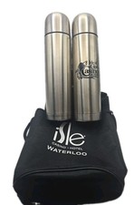 RARE Isle of Capri Casino Waterloo 2 Pc Stainless Steel Thermos Set w/ Case NEW picture