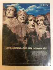1996 Sony Headphones Mount Rushmore Vintage Print Ad Advertisement pa42 picture