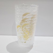 Dolly Parton Gold Foil Frosted Christmas Cups NEW Plastic Set 6 - 16fl Oz picture
