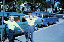 1963 35mm Slide Boys Children Ford Falcon Station Wagon  #17634 picture