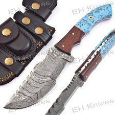 10.5'' Handmade Damascus Tracker Knife - Survival Hunting Bushcraft Fixed Blade picture
