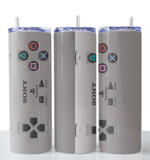 Fun SONY PLAYSTATION CONTROLLER Inspired 20oz Skinny Tumbler Cup Stainless Steel picture