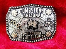 ROUGHSTOCK Rodeo Trophy Buckle☆CHAMPION BULLDOGGING☆Tombstone Arizona☆2003☆614 picture