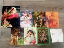 Vintage Coca-Cola Gift Bag Lot Santa Ladies Advertising Tissue Paper 7pc picture