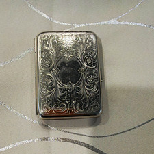 Vintage German Solid Silver Cigarette Case – Exquisite Hand-Engraved Scrollwork picture