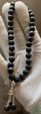 Genuine 8mm Black Lava Stone 33 Beads Tasbih Misbaha Islamic Prayer Beads Rosary picture