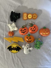 8 Vintage Hallmark Halloween Pins~  plus pumpkin Earrings and a button cover picture