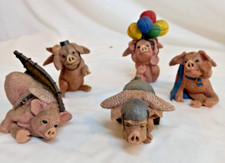 Pigs Might Fly Collectors Lot Ceramic Flying Pigs x 5 (Lot 2) VGC picture