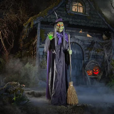 7 Ft Wicked Woods Animated LED Spellcasting Witch Halloween Animatronic Decorati picture