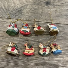 Set of 8 Miniature Christmas Ornaments Multicolor Hanging Holiday Decor picture