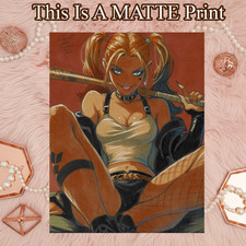 Harley Quinn Color Illustration Mixed Med Fine Art Print 8.5x11 - Keyeske picture
