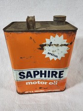 Vintage Gulf Saphire Motor Oil Can 2 Gallon Metal Tin Sign Garage Gas Petroliana picture