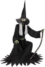 Haunted Hill Farm 4.3-Ft. Sitting Witch Halloween Animatronic picture
