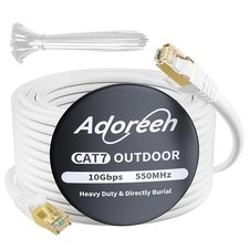 Adoreen Cat 6E Cat 7 Outdoor Ethernet Cable 200 FT White, High Speed Shielded... picture