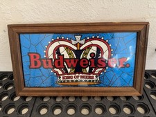 Vintage Budweiser King Of Beer Foil Art Print Framed Jeweled Crown Mancave picture