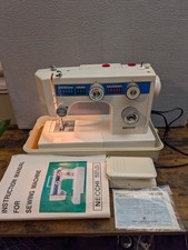 Necchi 3355 vtg heavy duty portable sewing machine with Manual peddle and case picture