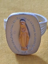Vintage Adjustable German Miraculous Medal Of Mary Ring Aluminum picture