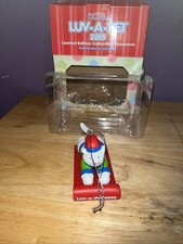 Vintage 2005 Petsmart Luv-A-Pet White Kitty Cat Riding On A Sled Ornament in Box picture