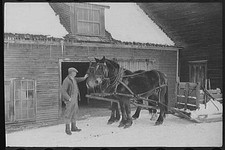 Photo:Woodstock Vermont 1939 Hired Man Team Putney Homesteads Horse Farm picture