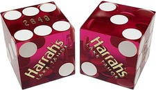 Genuine Harrah's Lake Tahoe Nevada Casino Dice Purple Polished Mixed Serial #s picture