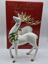 Vintage Fitz & Floyd White Porcelain Standing Deer Figurine Noel Classique picture