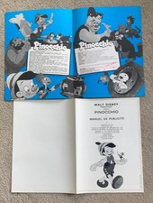 DISNEY PINOCCHIO 1975 French Cinema Lobby Cards x25 + Publicity Manual RARE picture