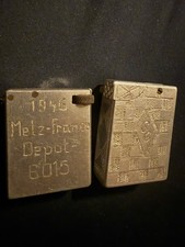 Vintage 1946 WWII Trench Art Lighter Lot Metz France Depot 8015 Post War Militar picture