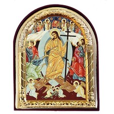 Resurrection of Christ Jesus Arched Icon Gold Foil Decent Into Hell of Christ picture