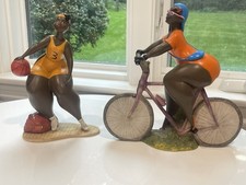 Rare Emilio Casarotto Chubby Model Sports Figurines, Cyclist & Basketball Ltd Ed picture