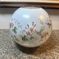 Antique Glass Handel Globe Shade Hand Painted Floral  Oil Lamp Shade 9” Tall picture