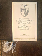 Grosvenor House Souvenir Menu Prince Charles Wedding 1981 Lady Diana  picture