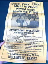 LOT vtg 1959 Ephemera Mullinville Kansas KS Jubilee Flyer Poster picture