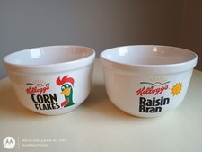 Set Of 2 Vintage 1999 Kellogg’s Corn Flakes & Raisin Bran Ceramic Cereal Bowls  picture