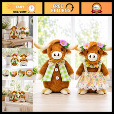 Rustic Highland Cow Decor - Mr & Mrs Figurine for Spring Summer Table Centerpiec picture