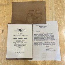 1947 Phillips 66 Petroleum Company Achievement Award Bartlesville, OK Letter WW2 picture