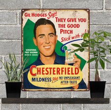 1950s Gil Hodges Chesterfield Cigarettes Ad Metal Repro Sign 10x12 60085 picture