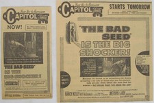Vintage 1956 THE BAD SEED Nancy Kelly Movie Newspaper Print Ads picture