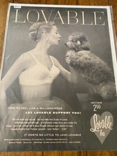 Vintage 1955 Lovable Bra Woman With Poodle ad picture