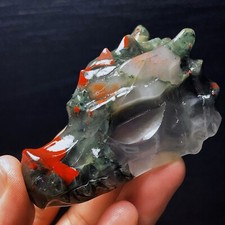 TOP 176G Natural Polished African bloodstone Hand carved flying dragon  L3076 picture