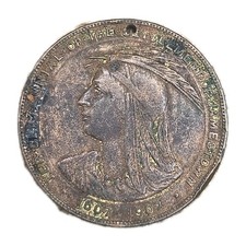 1907 Jamestown Tercentennial Expo Official Medal So Called Dollar Gilt Bronze picture