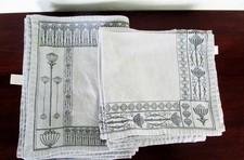 Anichini Italy Placemats & Napkins 15 Pcs VTG 100% Cotton Gray Classic Design picture