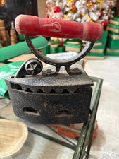 Antique Vintage Charcoal Iron Cast Iron Wood Handle Star Shaped Hinge picture