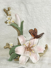 Vintage Pink Lily Porcelain Flower Butterfly 7