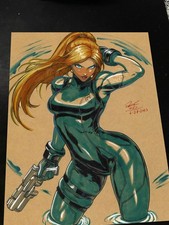 Zero Suit Samus Aran Super Metroid Art Print Signed 8.5x11 | Art by Keyeske picture
